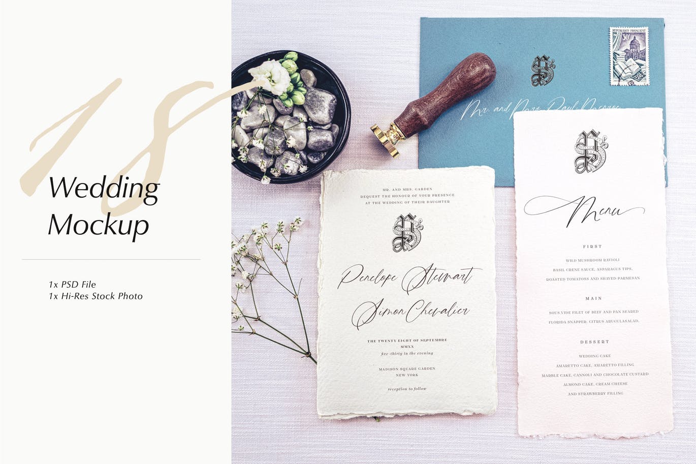 婚礼照片婚礼邀请函优雅风格设计样机素材中国精选模板v18 Wedding Photo Mockup 18插图