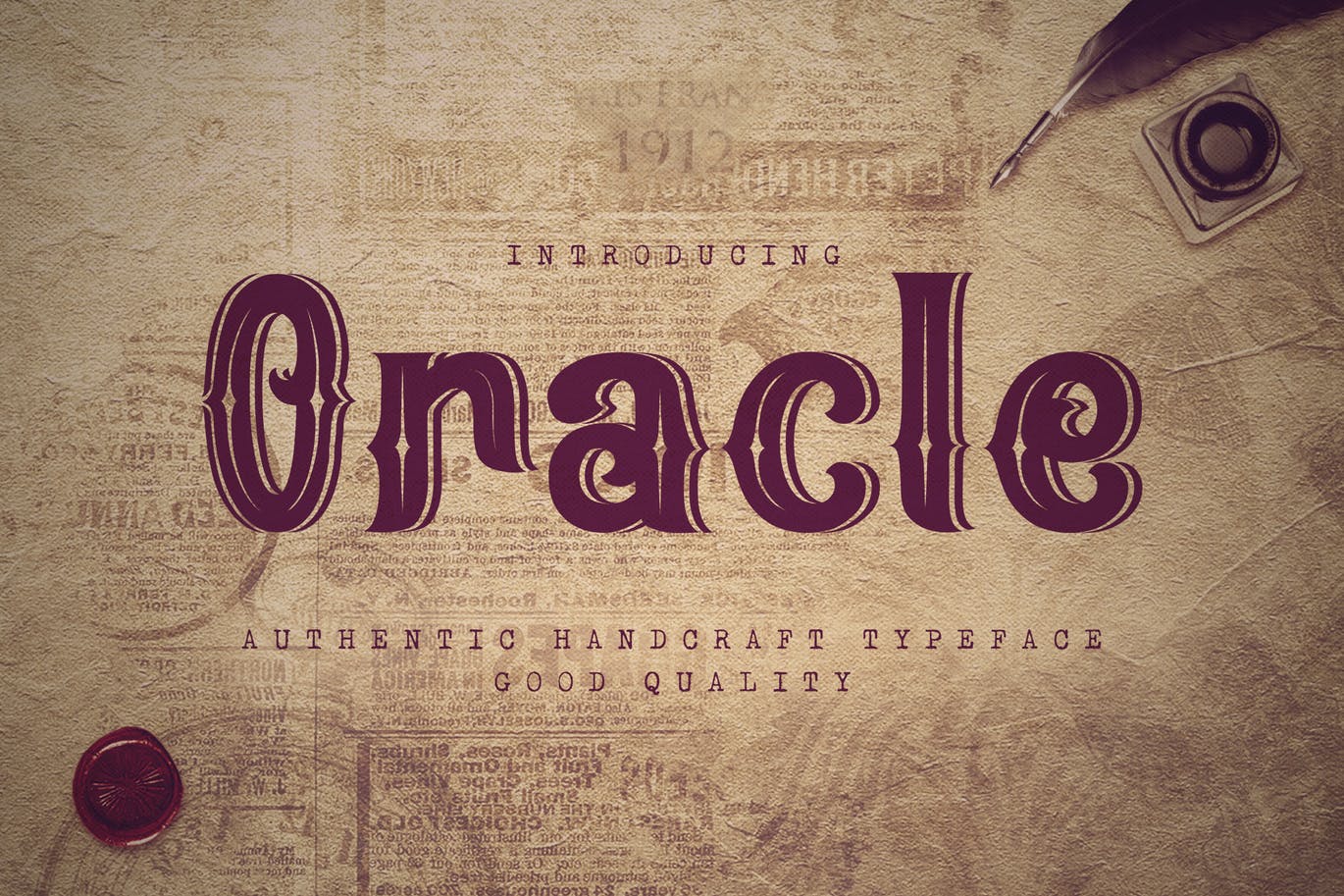 复古印刷排版风格英文衬线字体素材库精选 Oracle – Authentic Vintage Inline Font插图