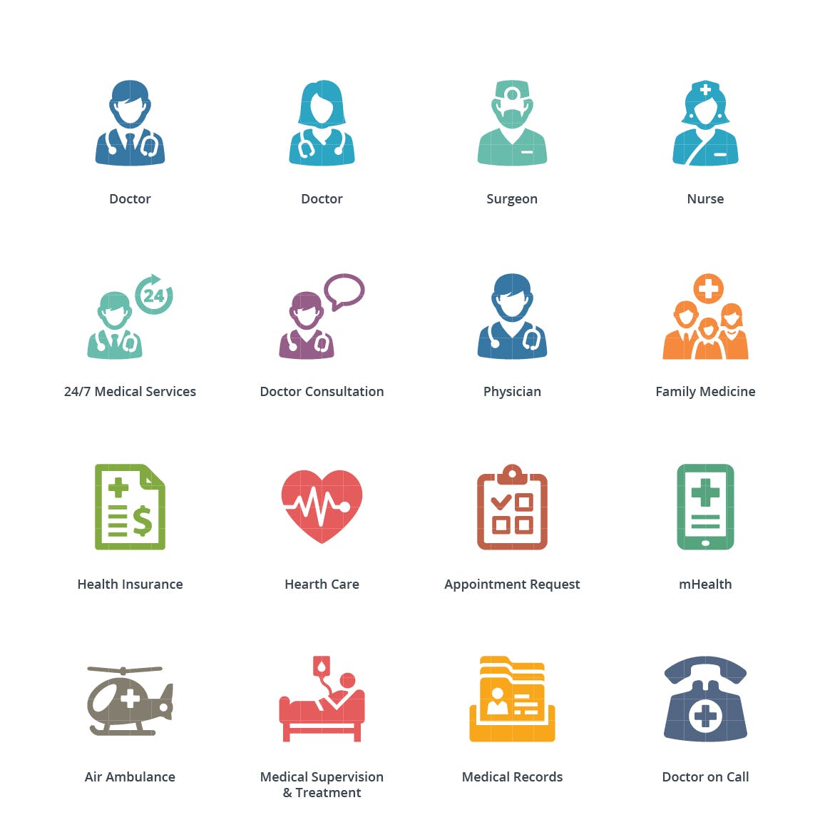 Sympa系列-医疗服务彩色素材库精选图标集v1 Colored Medical Services Icons Set 1- Sympa Series插图(1)