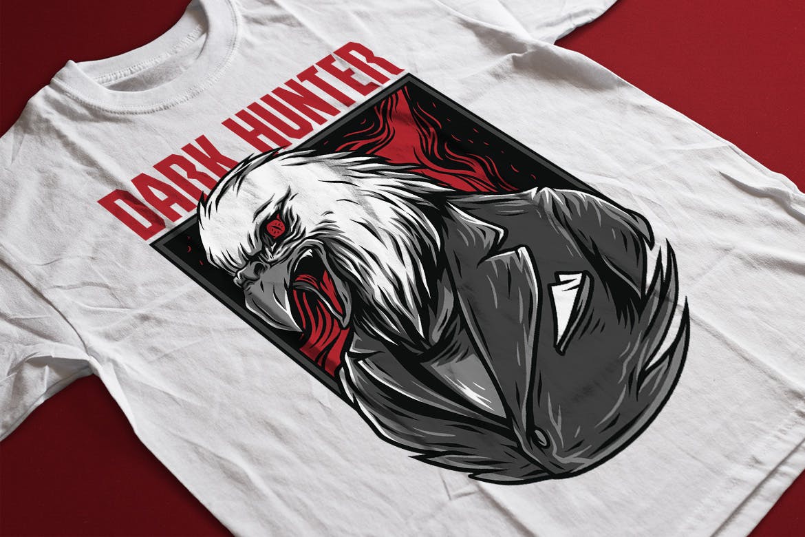 黑暗猎鹰潮牌T恤印花图案16设计网精选设计素材 Dark Hunter插图(2)
