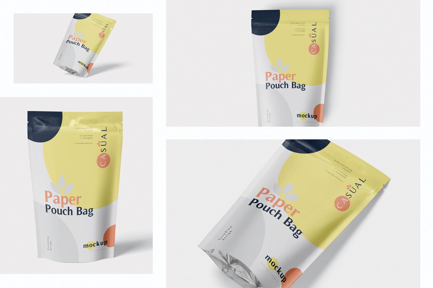食品自封袋包装设计效果图非凡图库精选 Paper Pouch Bag Mockup – Large Size插图(1)