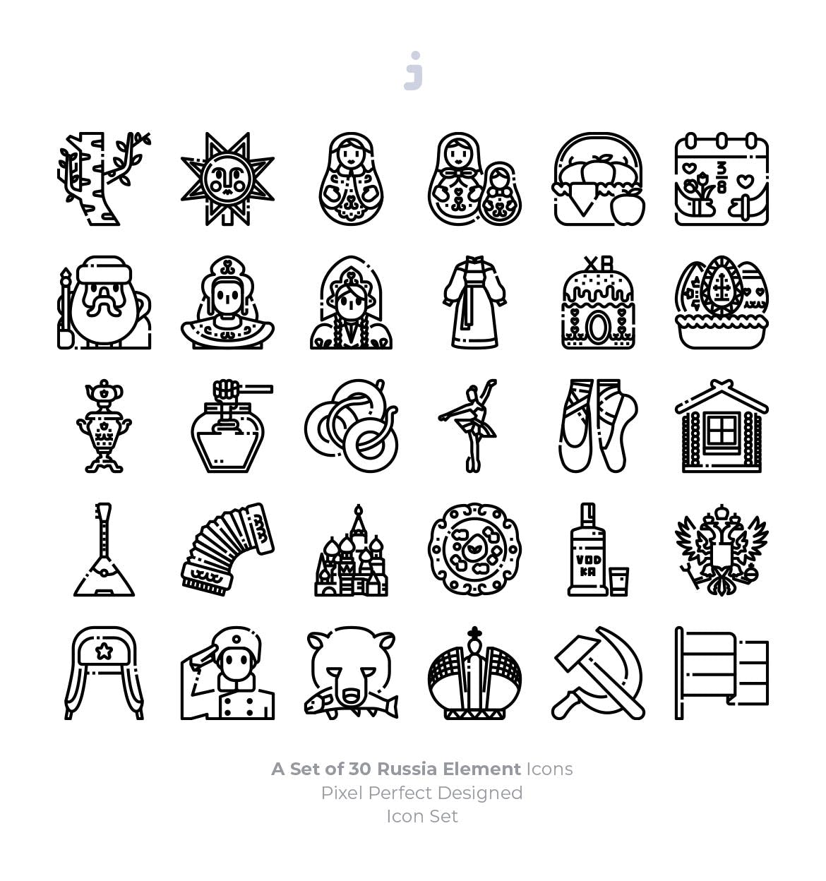 30枚彩色俄罗斯民族元素矢量素材库精选图标 30 Russia Element Icons插图(2)
