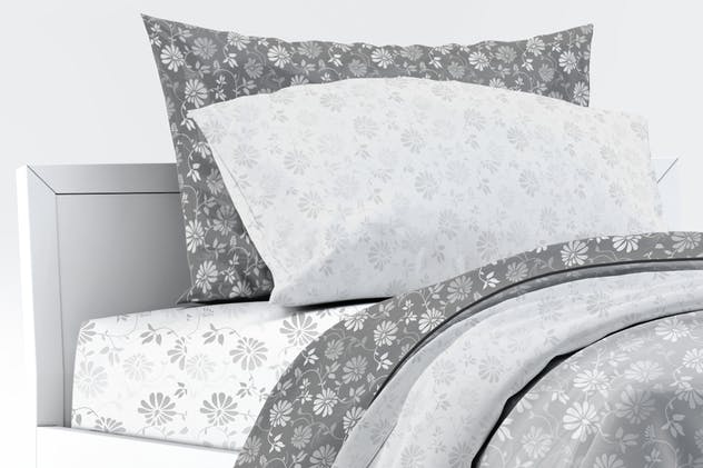 床上用品四件套印花图案设计展示样机素材库精选模板 Single Bedding Mock-Up插图(6)