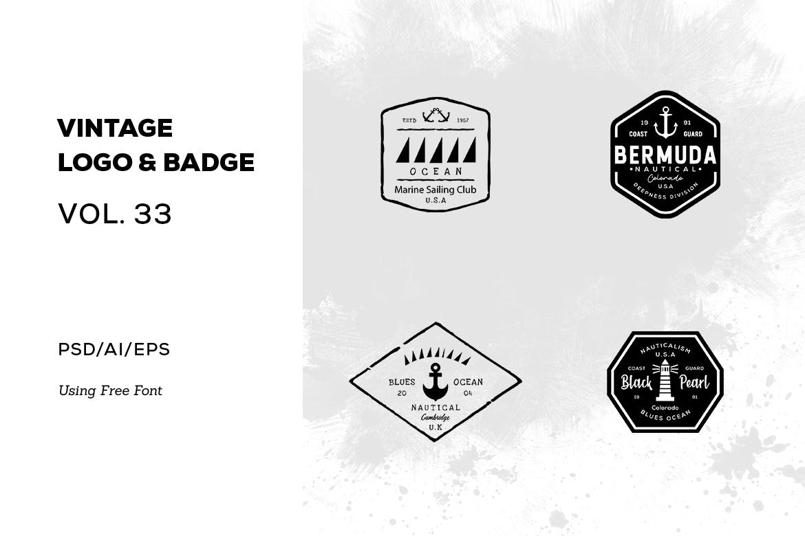 欧美复古设计风格品牌16设计网精选LOGO商标模板v33 Vintage Logo & Badge Vol. 33插图