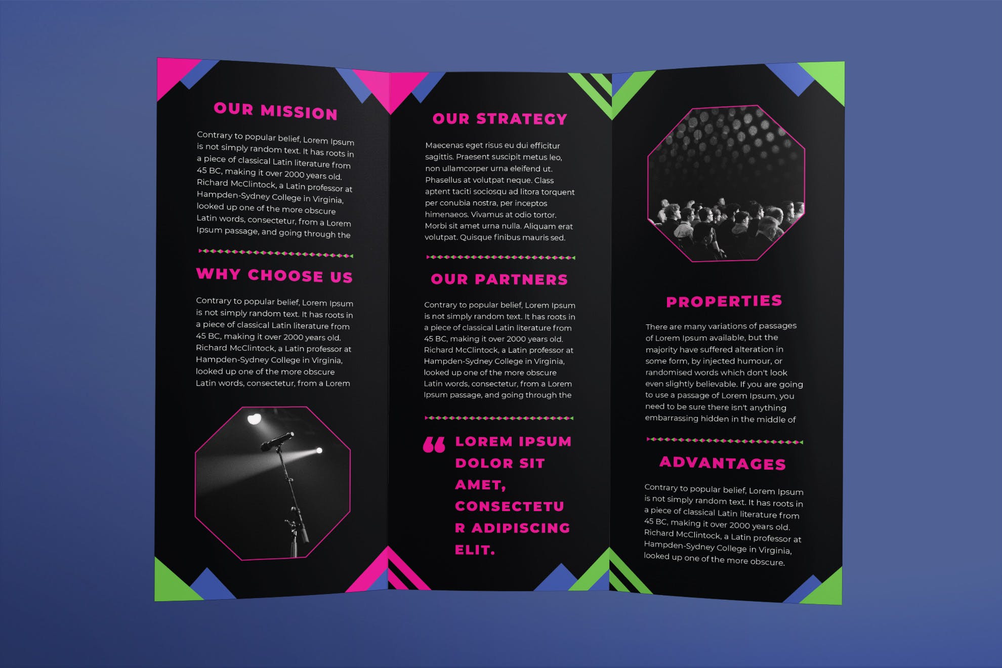 高端酷黑色企业三折页宣传单设计模板 Speaker Brochure Trifold插图(2)