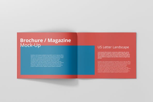 横版企业画册/宣传册/折页传单封面设计图样机非凡图库精选 US Letter Landscape Brochure / Magazine Mock-Up插图(8)