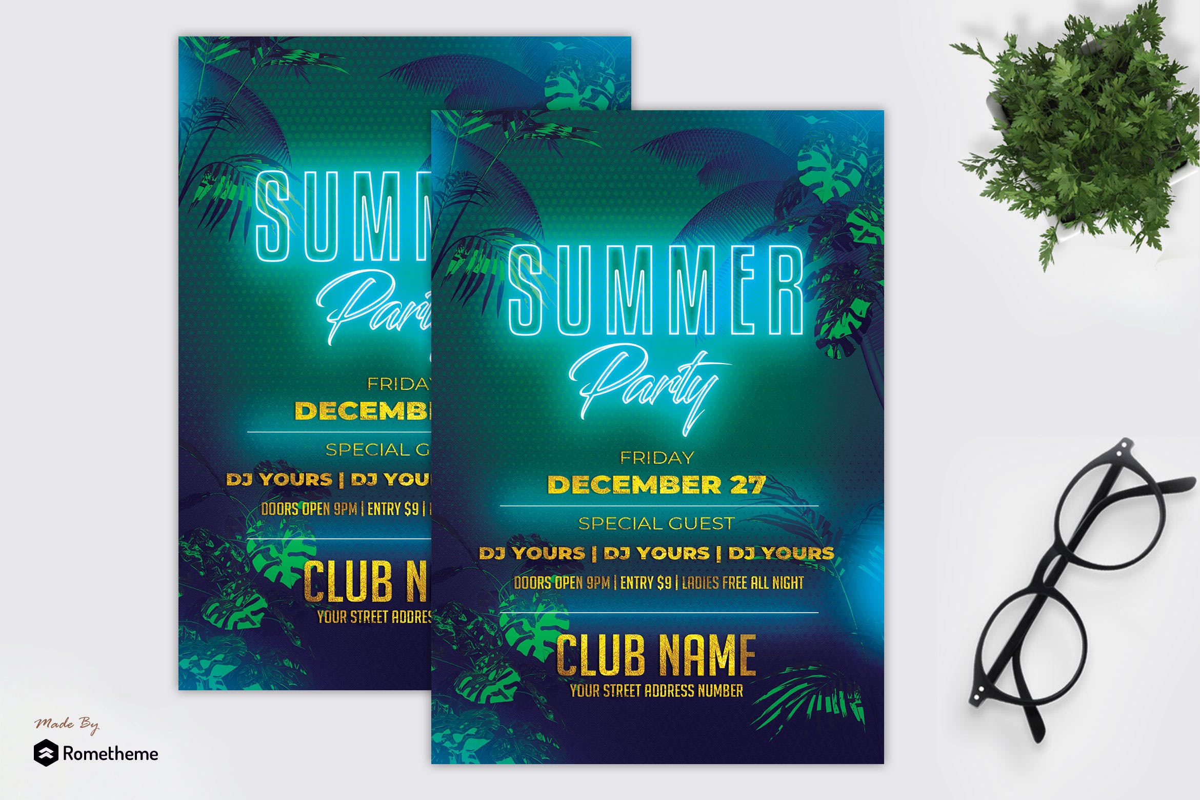 热带夏日派对活动传单设计模板 Tropical Summer Party – Flyer MR插图