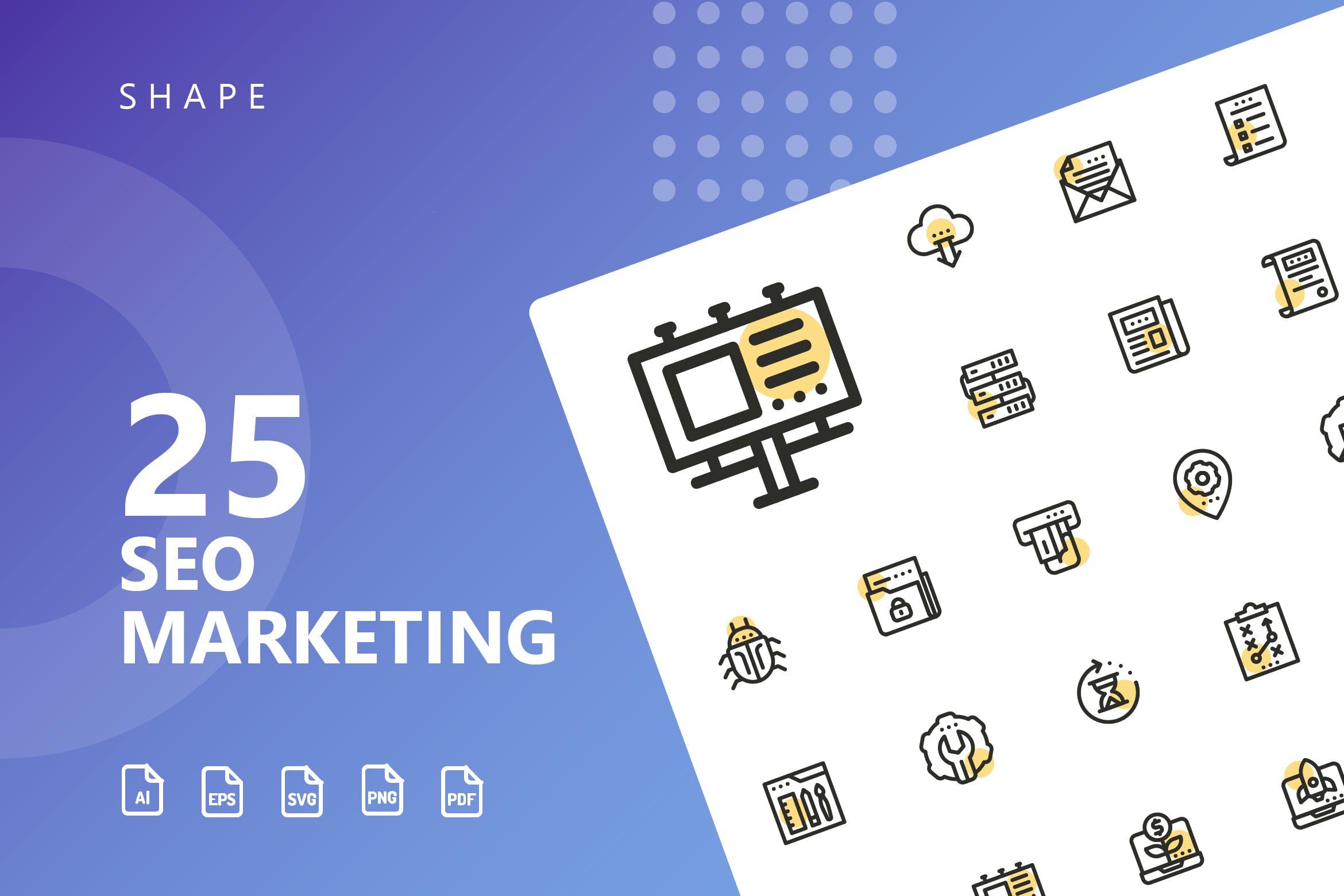 25枚SEO搜索引擎优化营销矢量圆点装饰素材库精选图标v1 SEO Marketing Shape Icons插图