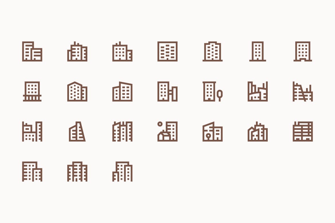 公寓实物轮廓矢量素材库精选图标 Apartment icons插图(1)