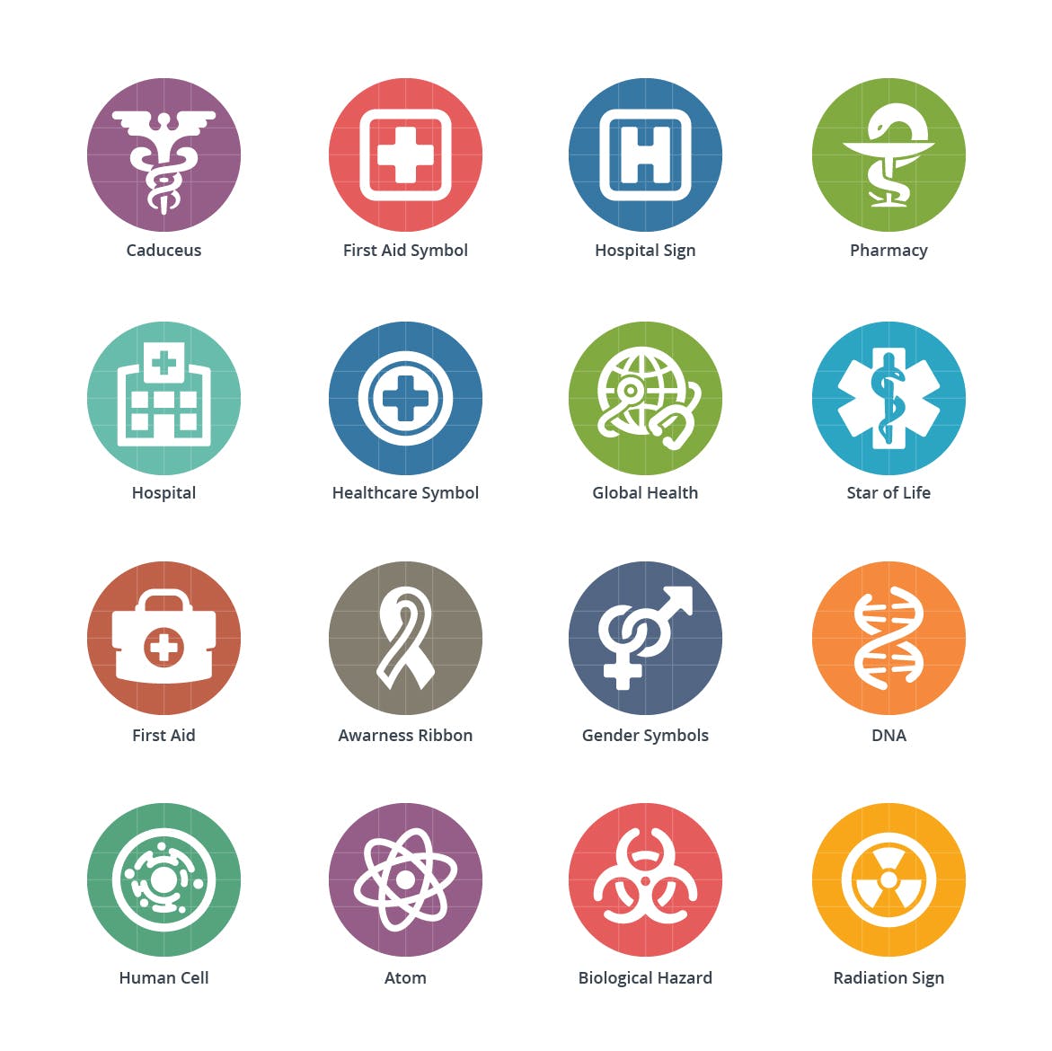 Colored系列-医疗保健主题矢量16设计素材网精选图标集v1 Medical & Health Care Icons Set 1 – Colored Series插图(2)