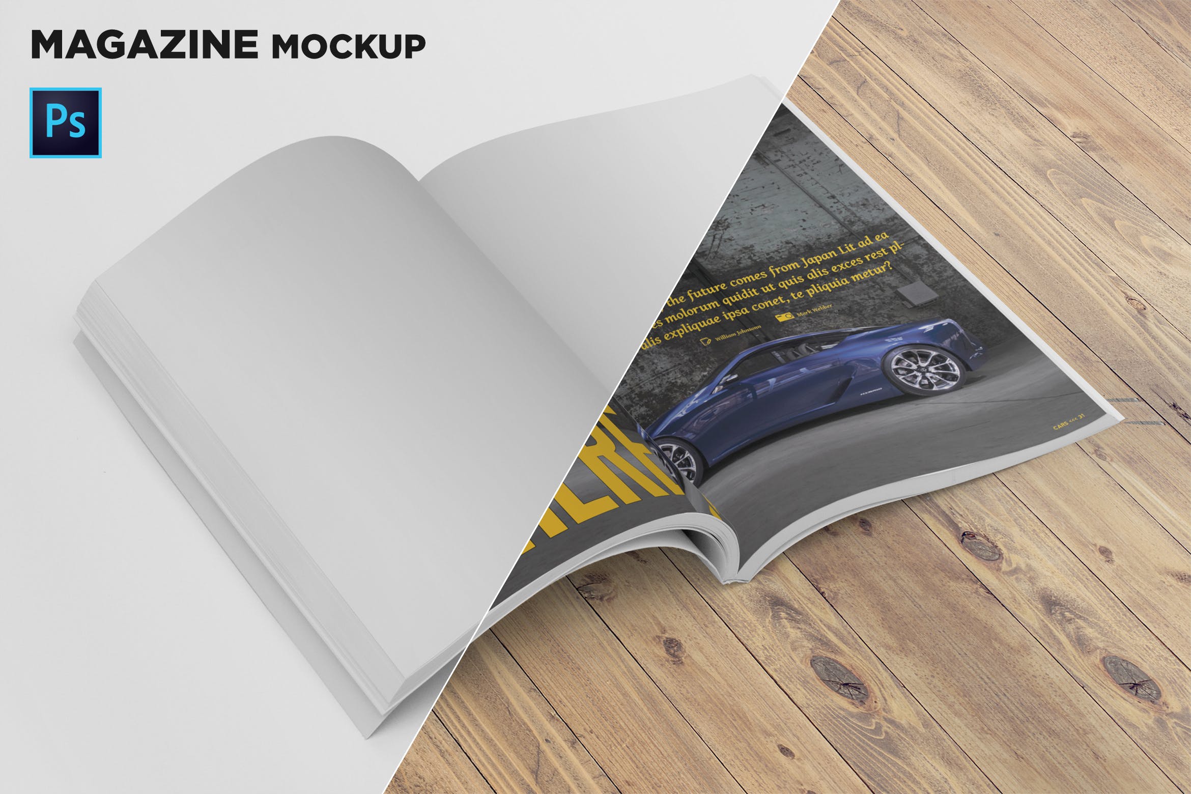 杂志内页排版设计翻页透视图样机16图库精选 Magazine Mockup Folded Page Perspective View插图