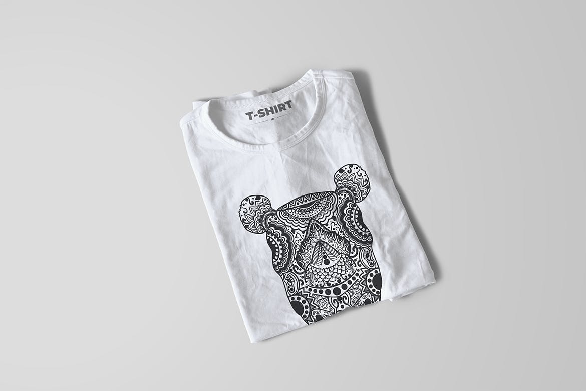 犀牛-曼陀罗花手绘T恤印花图案设计矢量插画16图库精选素材 Rhino Mandala T-shirt Design Vector Illustration插图(6)