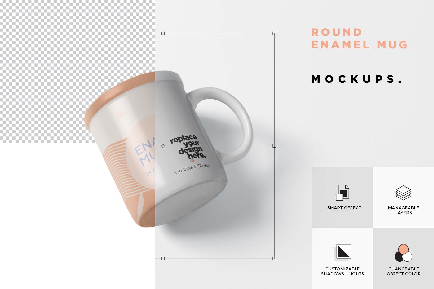 带把手圆形搪瓷杯马克杯图案设计16设计网精选 Round Enamel Mug Mockup With Handle插图(5)