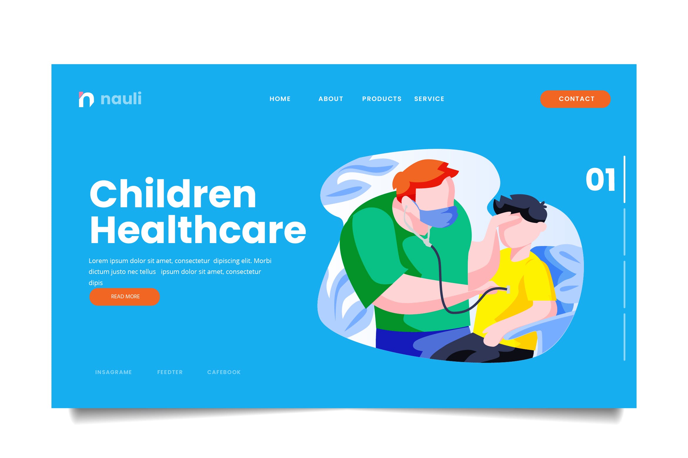 儿童保健主题网站设计矢量插画素材 Children Healthcare Web Header PSD and AI Vector插图