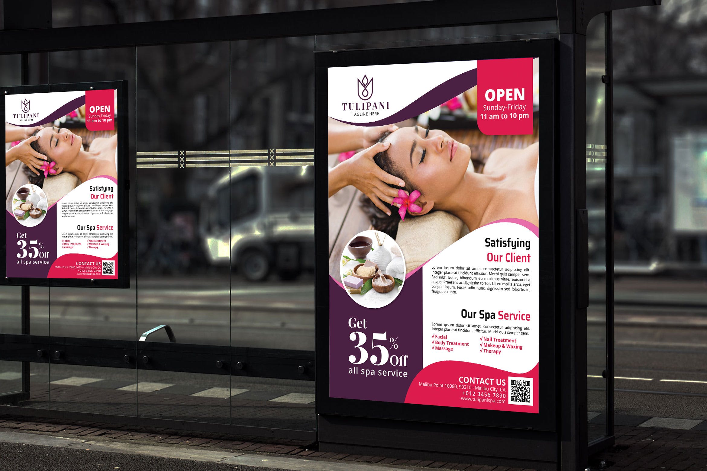 美容SPA会所公交站地铁站海报PSD素材16设计网精选模板 Tulipani Spa – Promotion Poster RB插图