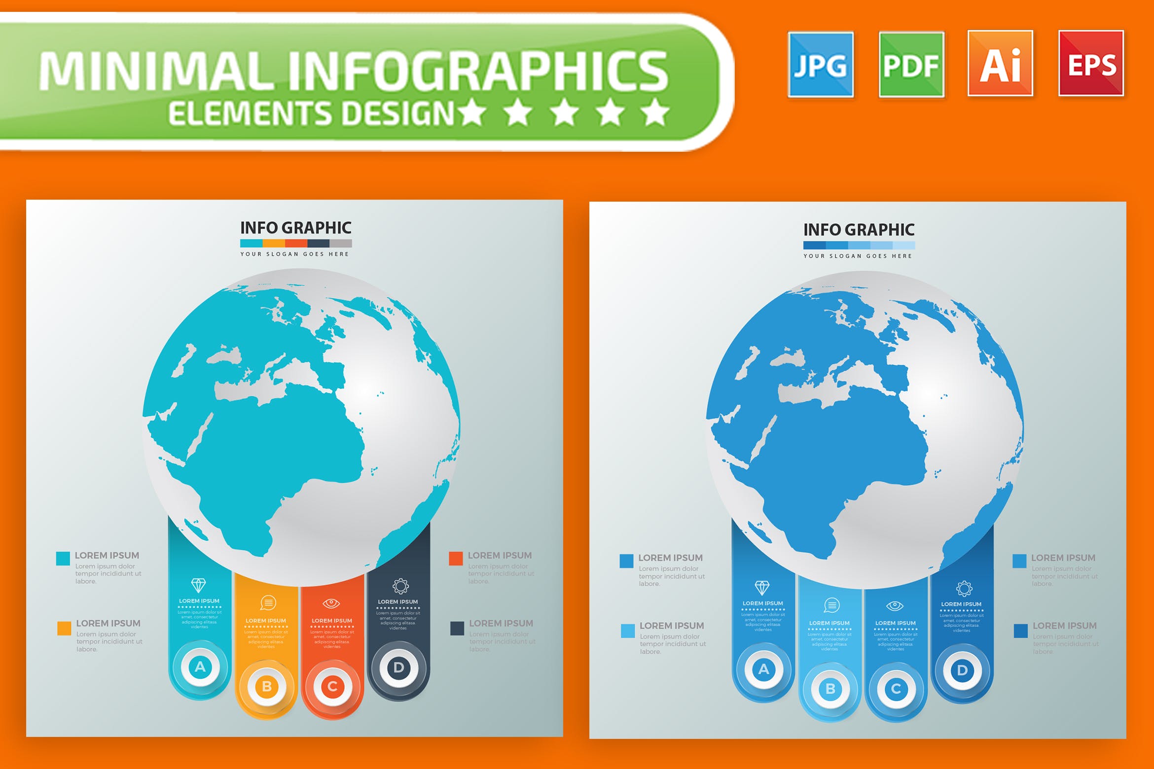 全球数据化信息图表矢量图形非凡图库精选素材 Global Infographic Elements Design插图