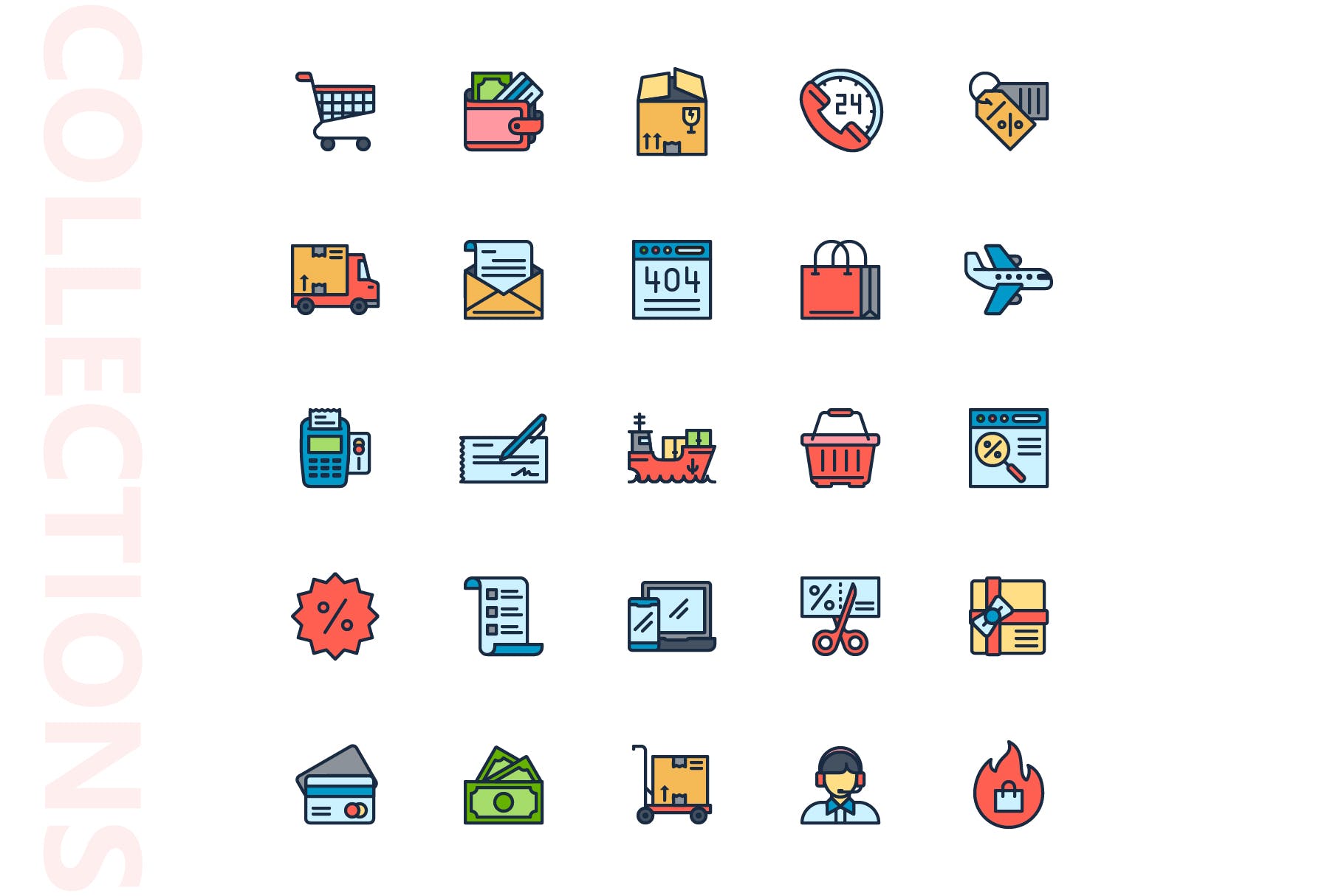25枚网上购物电子商务矢量填充色16图库精选图标v1 Shopping E-Commerce Filled Icons插图(3)