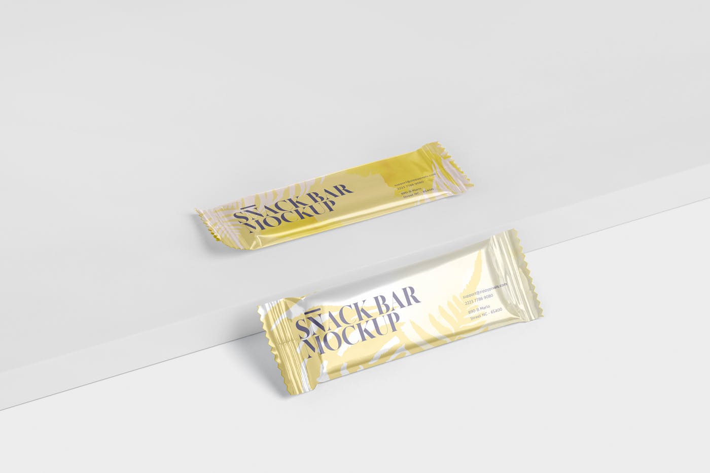零食糖果包装袋设计效果图素材库精选 Snack Bar Mockup – Slim Rectangular插图(5)