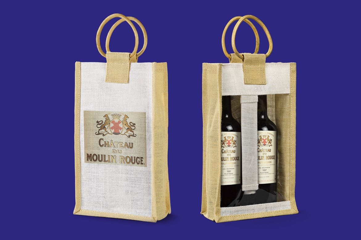 便携式洋酒葡萄酒礼品袋设计图素材库精选 Wine_Bag_Gift-Mockup插图(1)