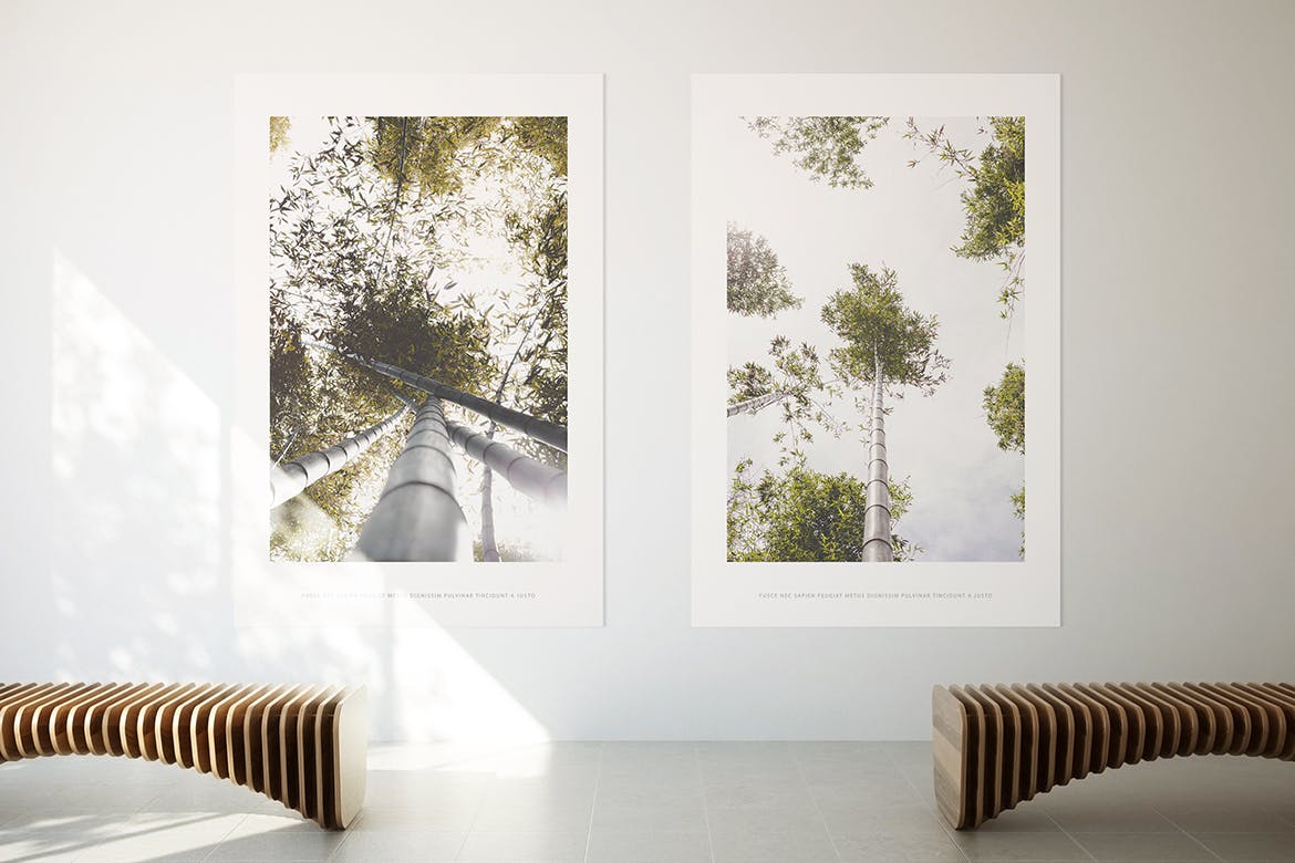 居家大厅大幅画框相框样机16设计网精选模板 Poster Mockup插图(2)