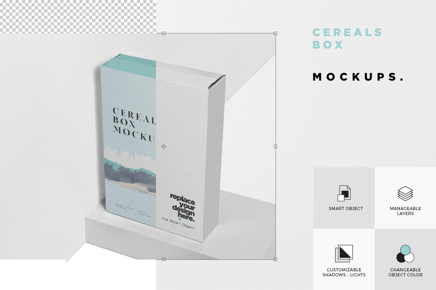 大尺寸麦片盒包装外观设计16设计网精选 Cereals Box Mockup – Big Size in Rectangular Shape插图(6)