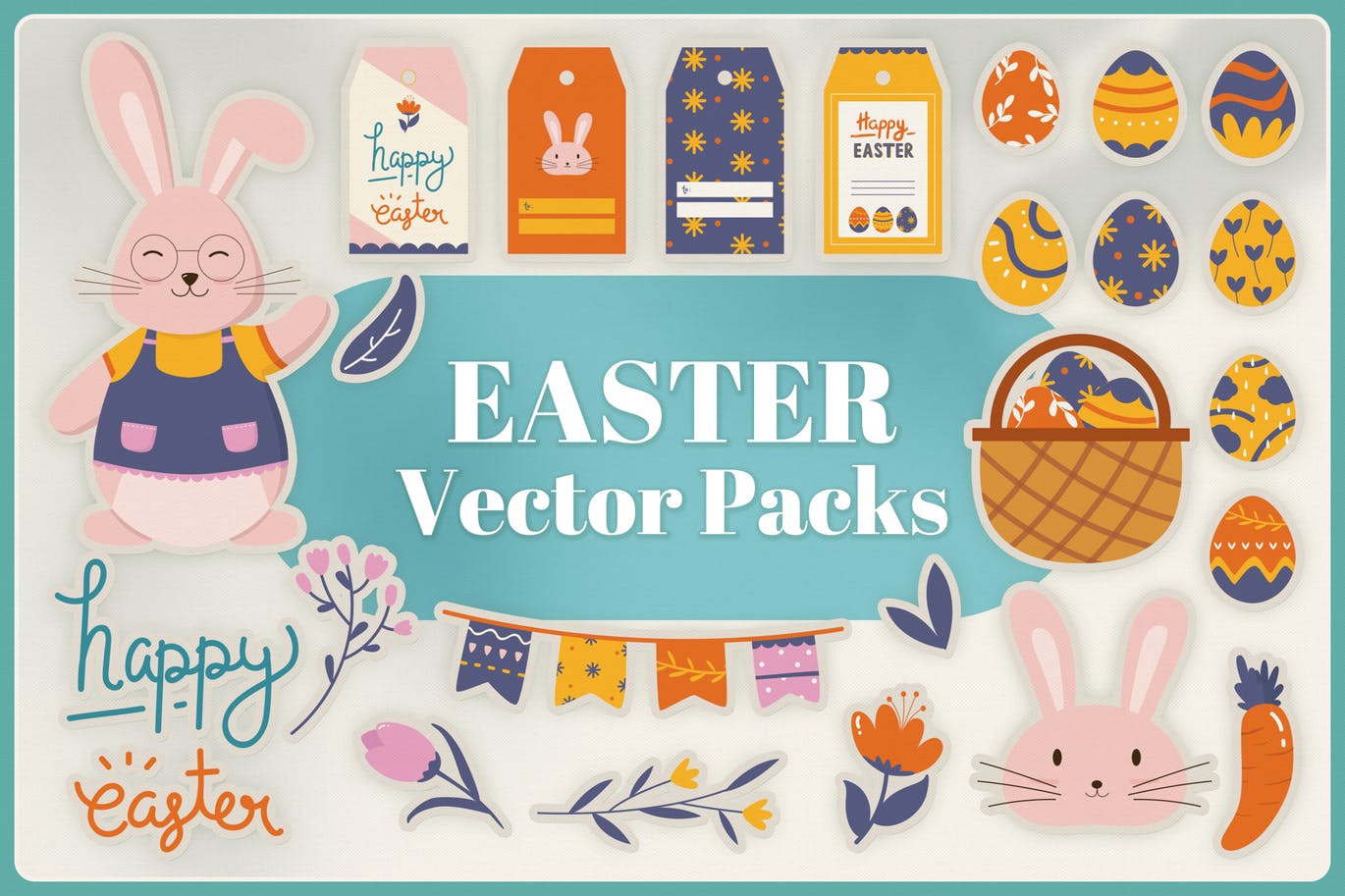 复活节节日主题元素矢量16设计网精选设计素材 Easter Vector Pack插图