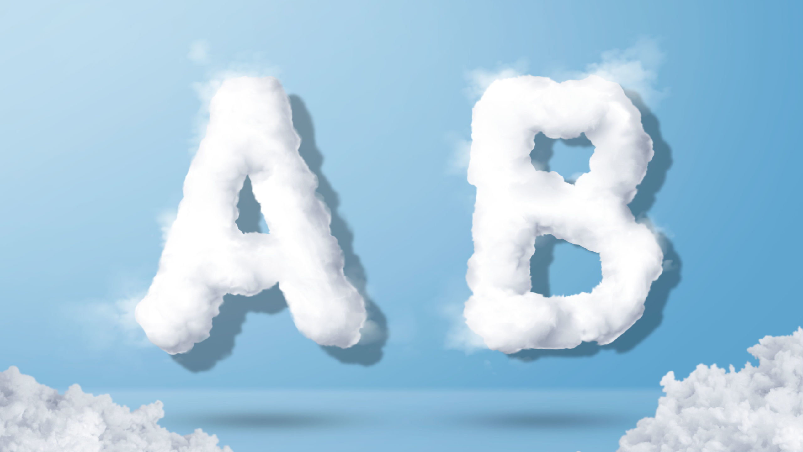 字母“AB”蓝天背景白云英文艺术字体16设计网精选PSD素材插图