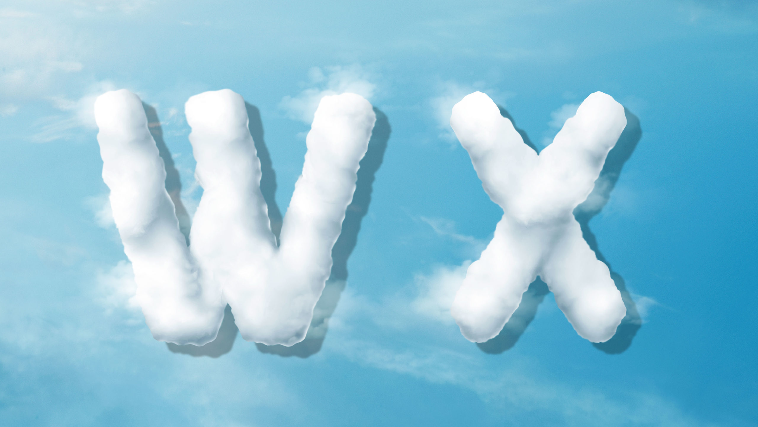 字母“WX”蓝天背景白云英文艺术字体16设计网精选PSD素材插图