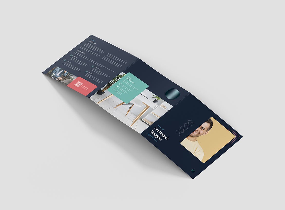 方形三折页个人彩色16设计网精选简历模板 Brochure – Resume Tri-Fold Square插图(5)
