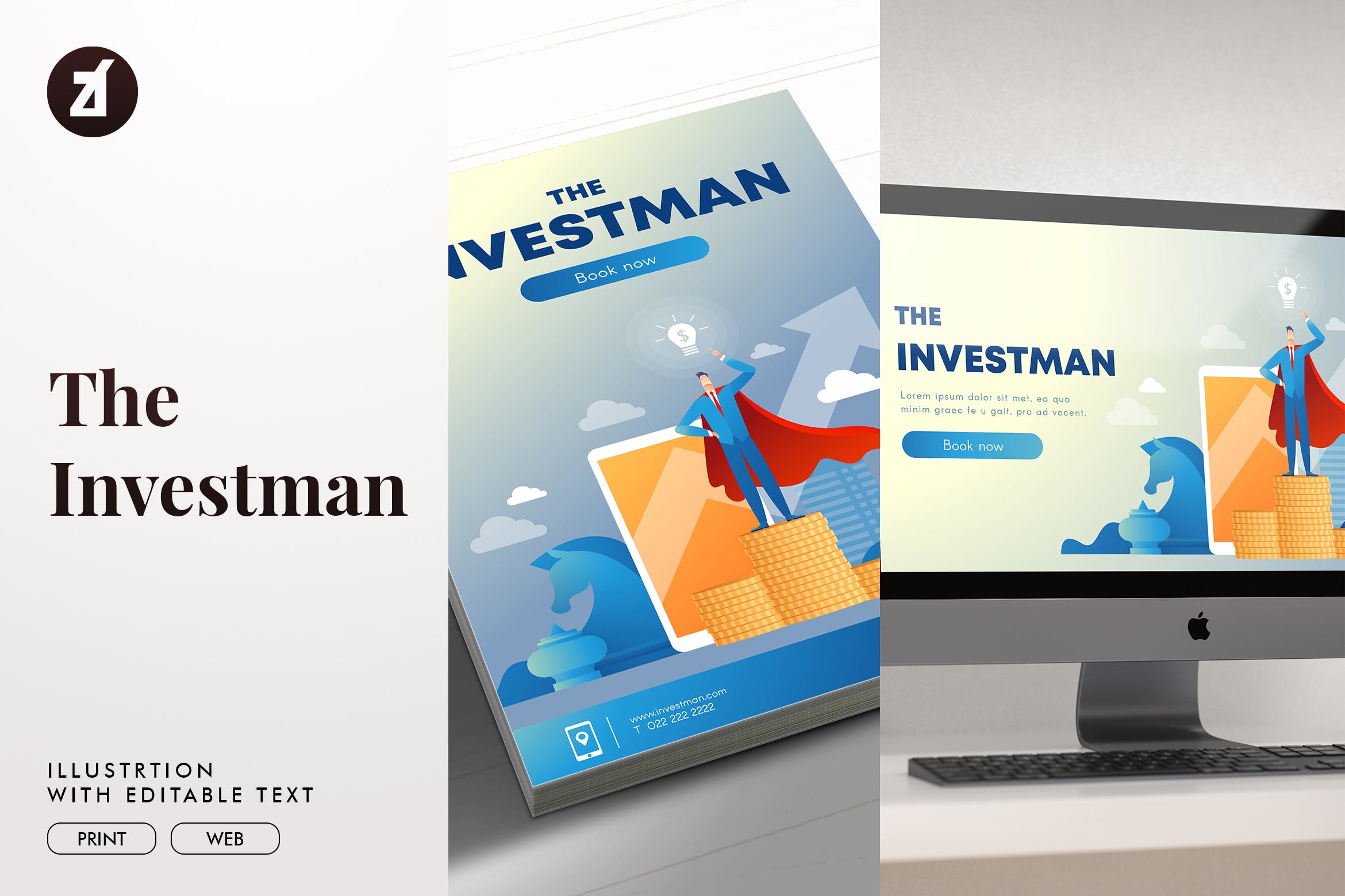 投资者主题矢量普贤居精选概念插画素材 The investman illustration with text layout插图