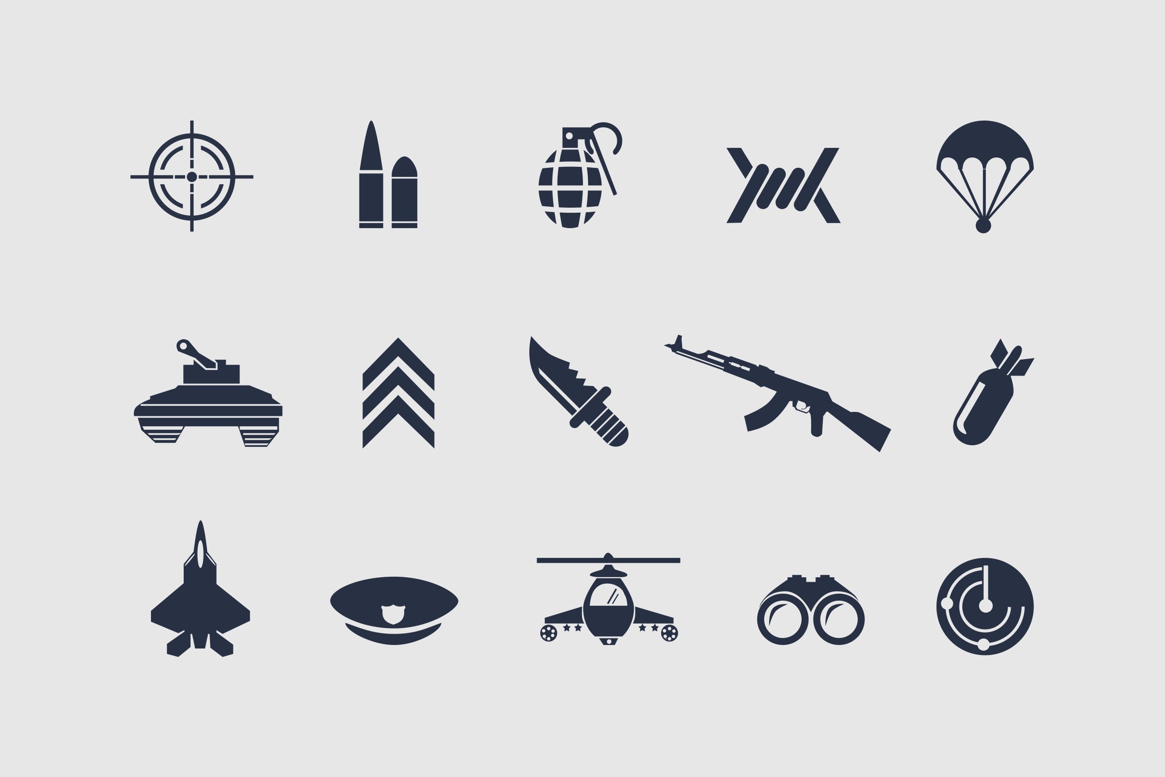 12枚军事主题矢量亿图网易图库精选图标 12 Military Icons插图