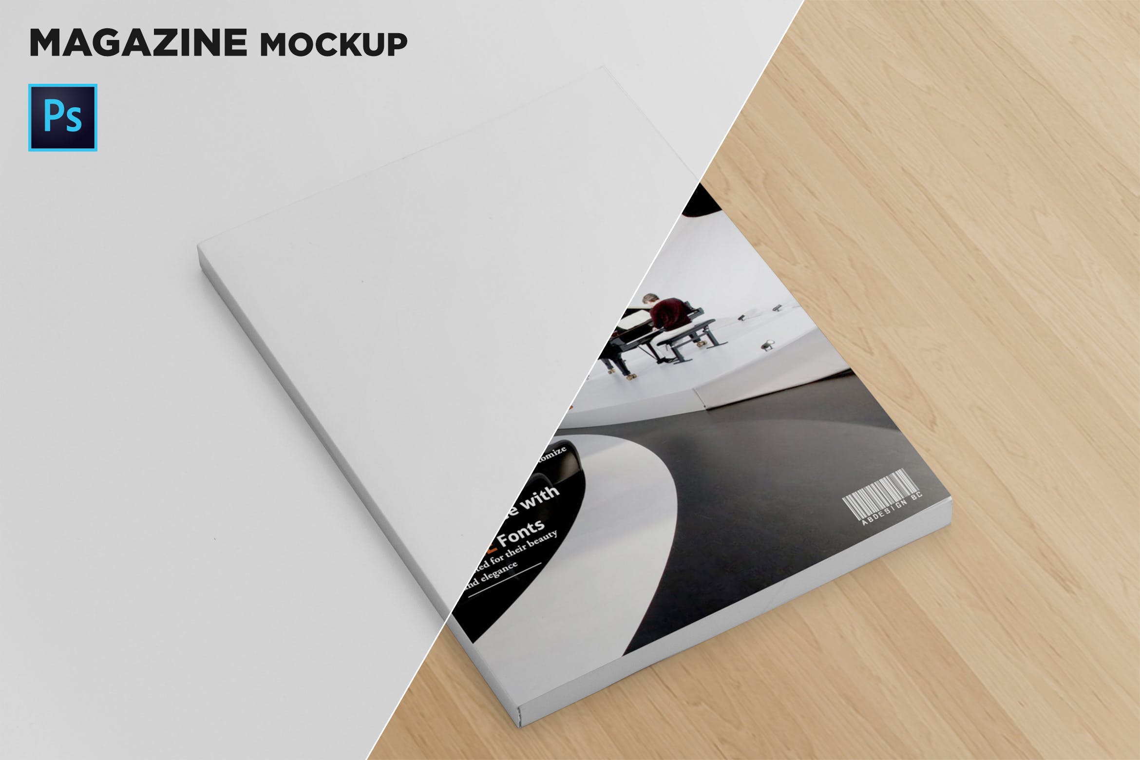 杂志封面设计透视图样机16设计网精选 Magazine Cover Mockup Perspective View插图