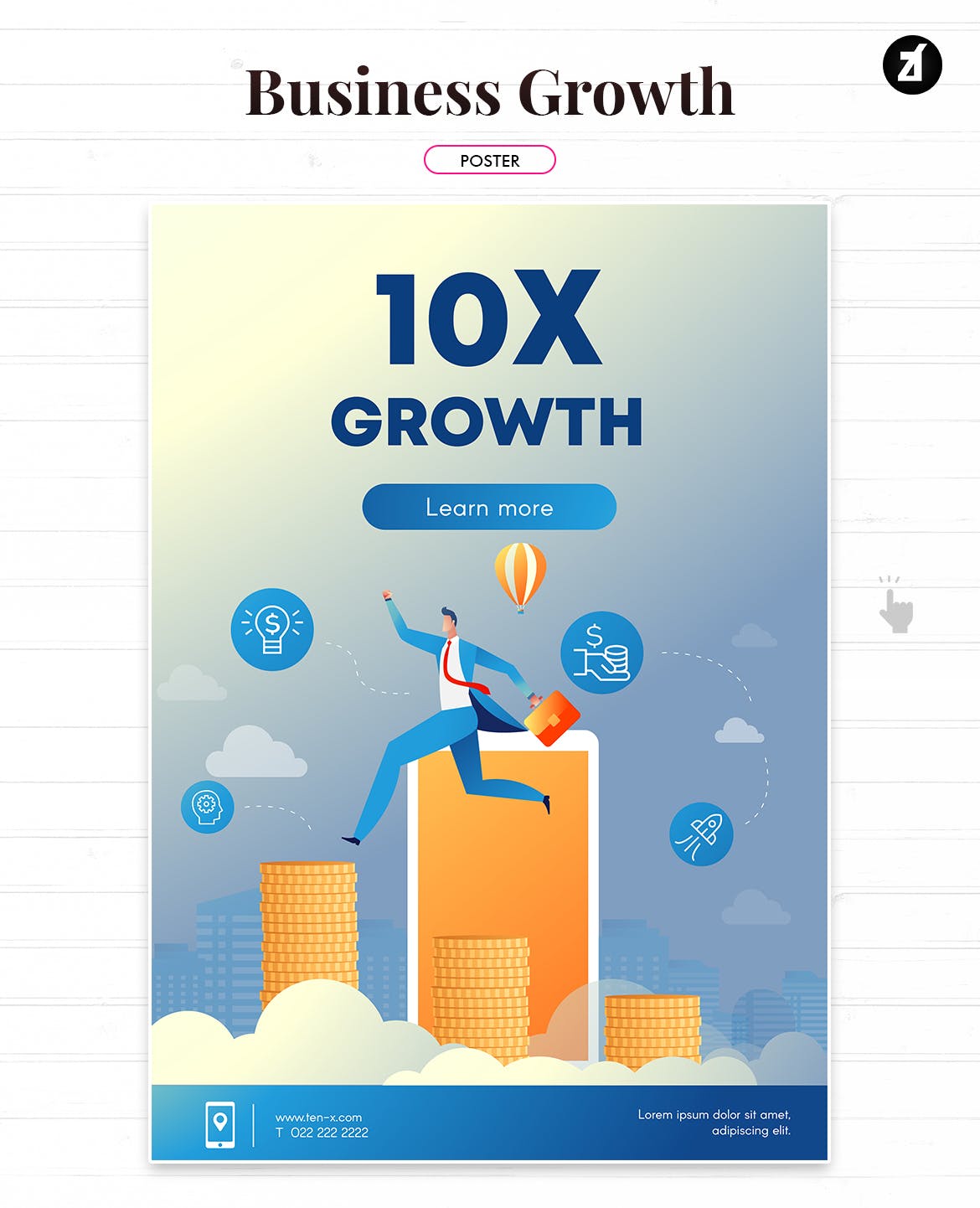 业务增长企业主题矢量插画素材 Business growth illustration with text layout插图(1)