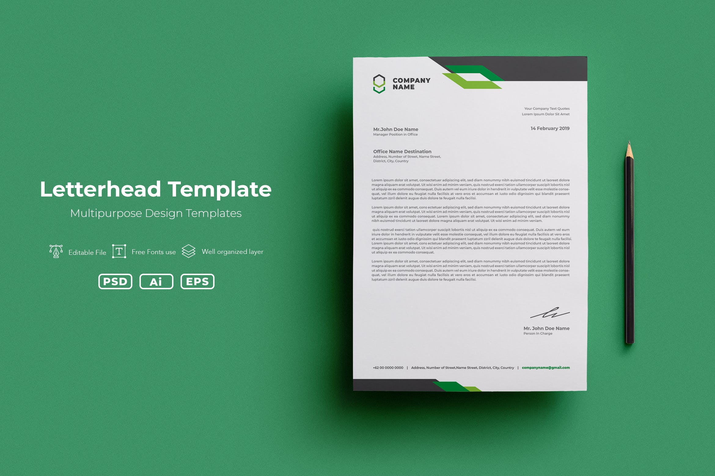 绿色设计企业信纸设计模板v60 SRTP- Letterhead Template.60插图