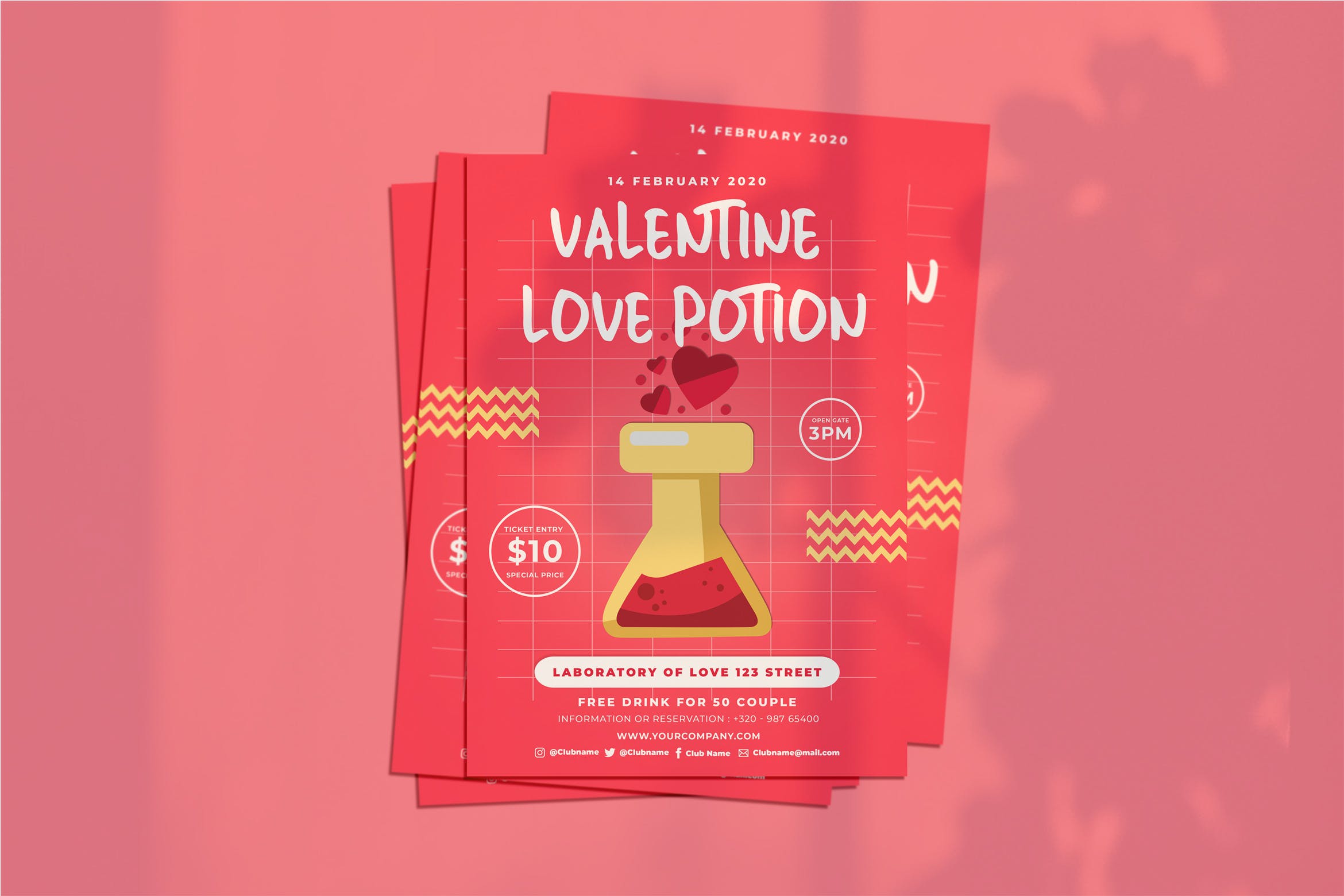 情人节主题活动传单设计模板 Valentine Love Flyer插图