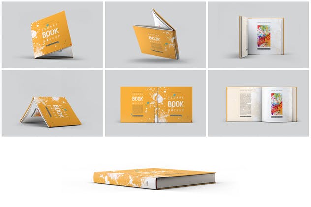 方形精装图书封面效果图样机素材库精选 Square Book Mock-Up插图(6)