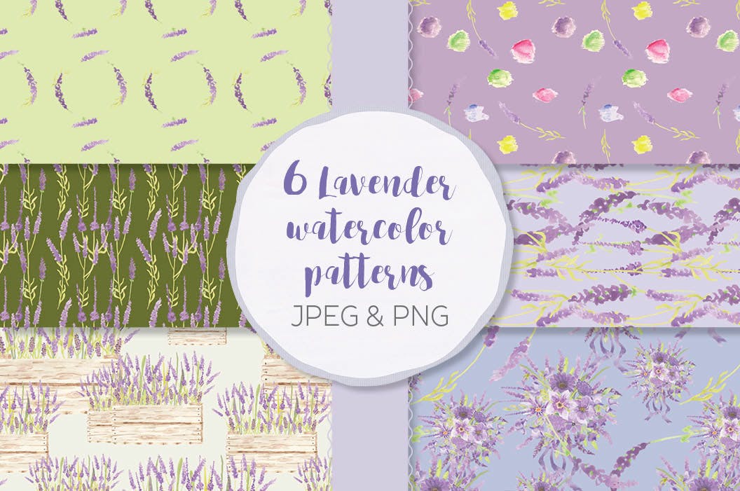 薰衣草绽放水彩剪贴画普贤居精选PNG素材 Lavender Blooms: Watercolor Clip Art Bundle插图(6)