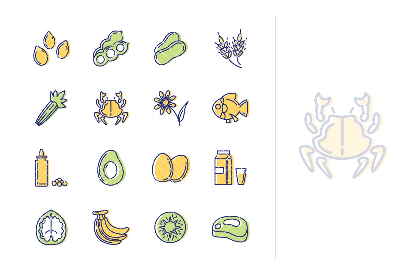 过敏原主题Outline风格非凡图库精选图标素材 Allergens Icons – Outline Series插图