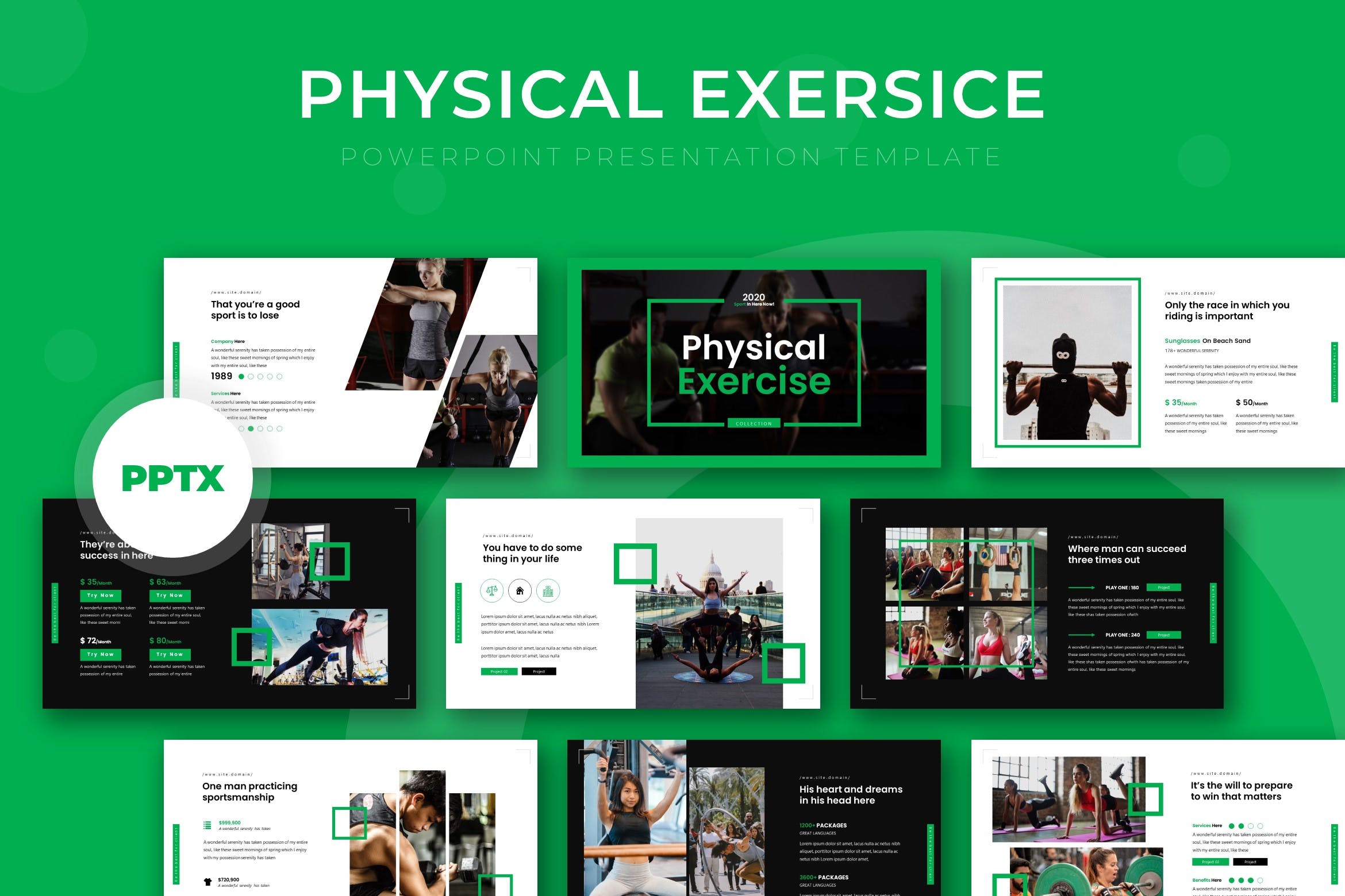 健身教程/健身俱乐部Google演示模板非凡图库精选 Physical – Google Slide Template插图
