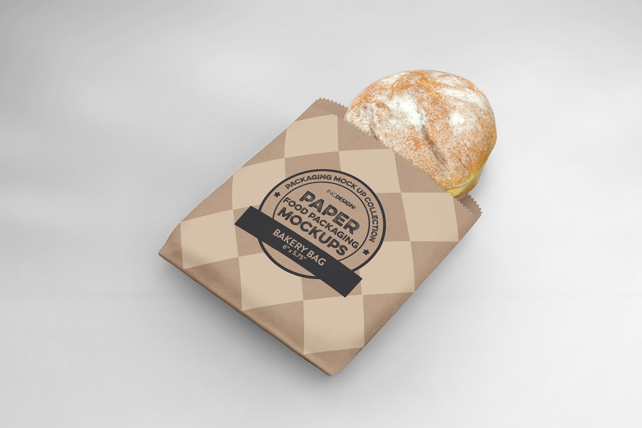 面包外带包装纸袋设计图素材中国精选 Flat Bakery Bag Packaging Mockup插图(1)
