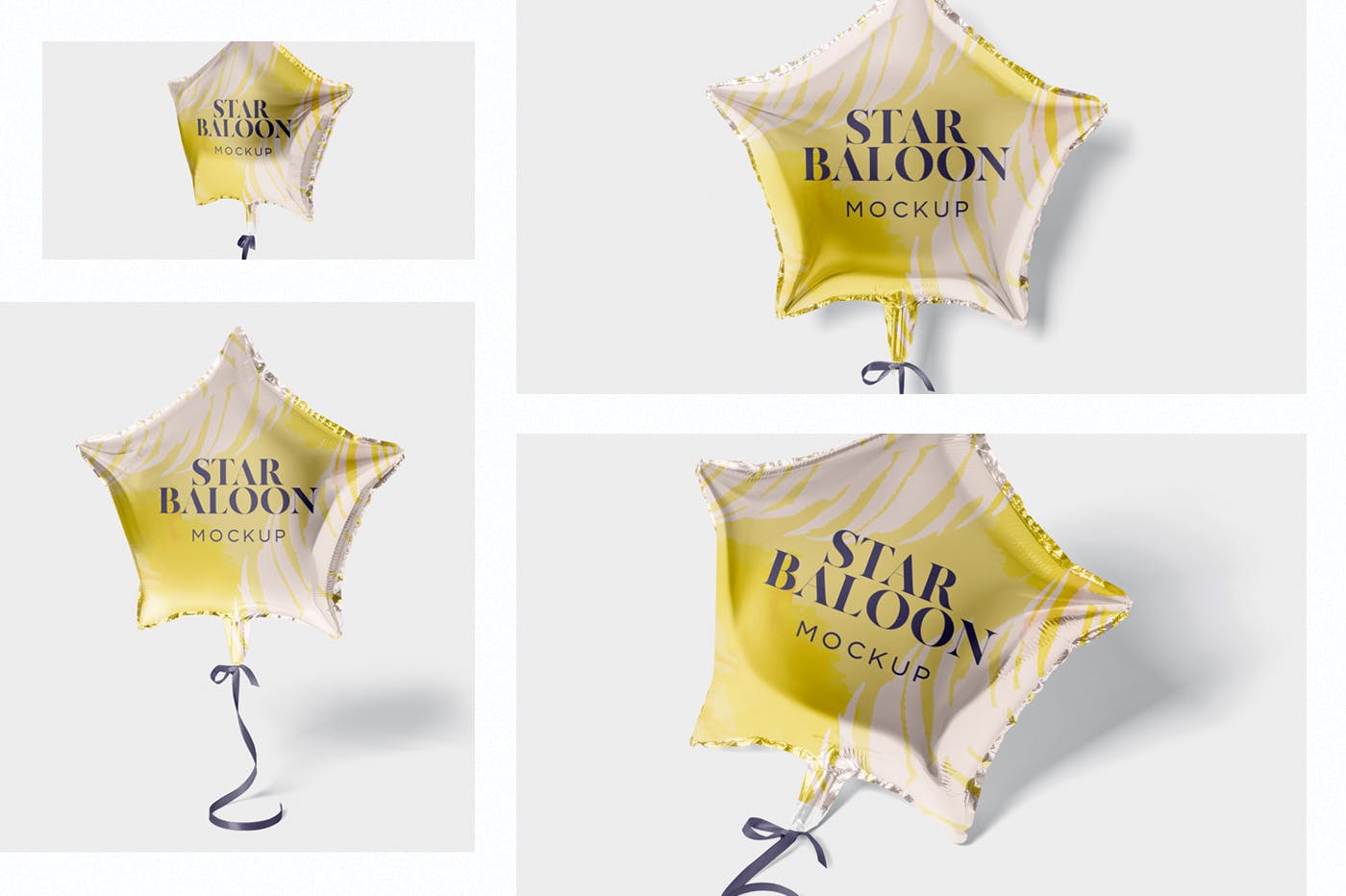 气球星星装饰物图案设计样机普贤居精选模板 Star Balloon Mockup插图(1)