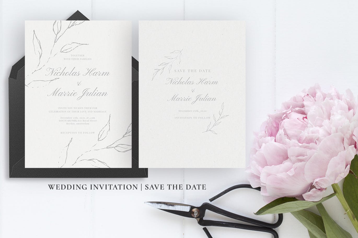 优雅手绘花卉图案婚礼主题设计素材包 Elegant Floral Wedding Suite插图(4)