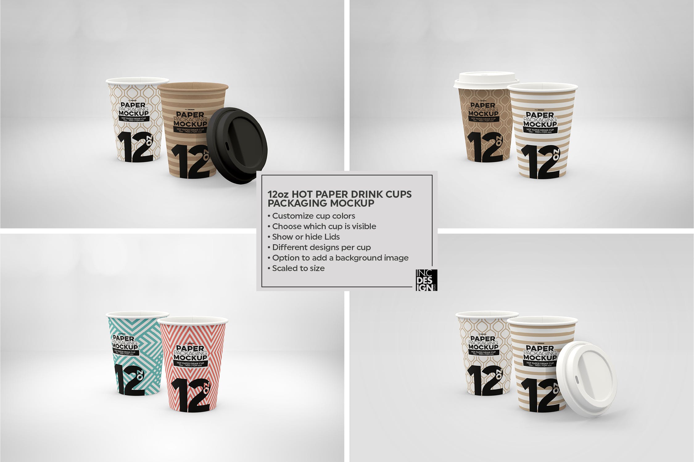 热饮一次性纸杯外观设计16图库精选 Paper Hot Drink Cups Packaging Mockup插图(11)