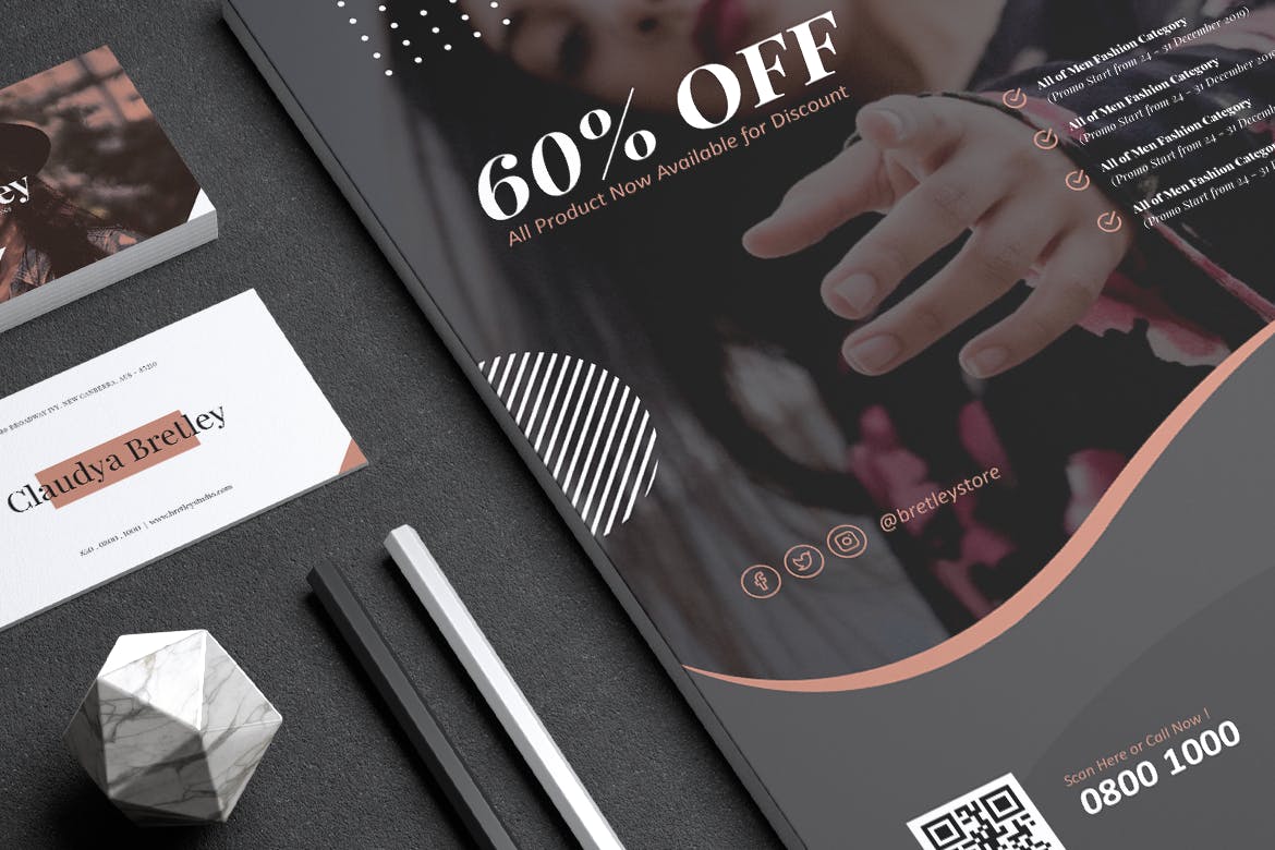 时装店传单和素材中国精选名片模板 BRETLEY Fashion Store Flyer & Business Card插图(5)