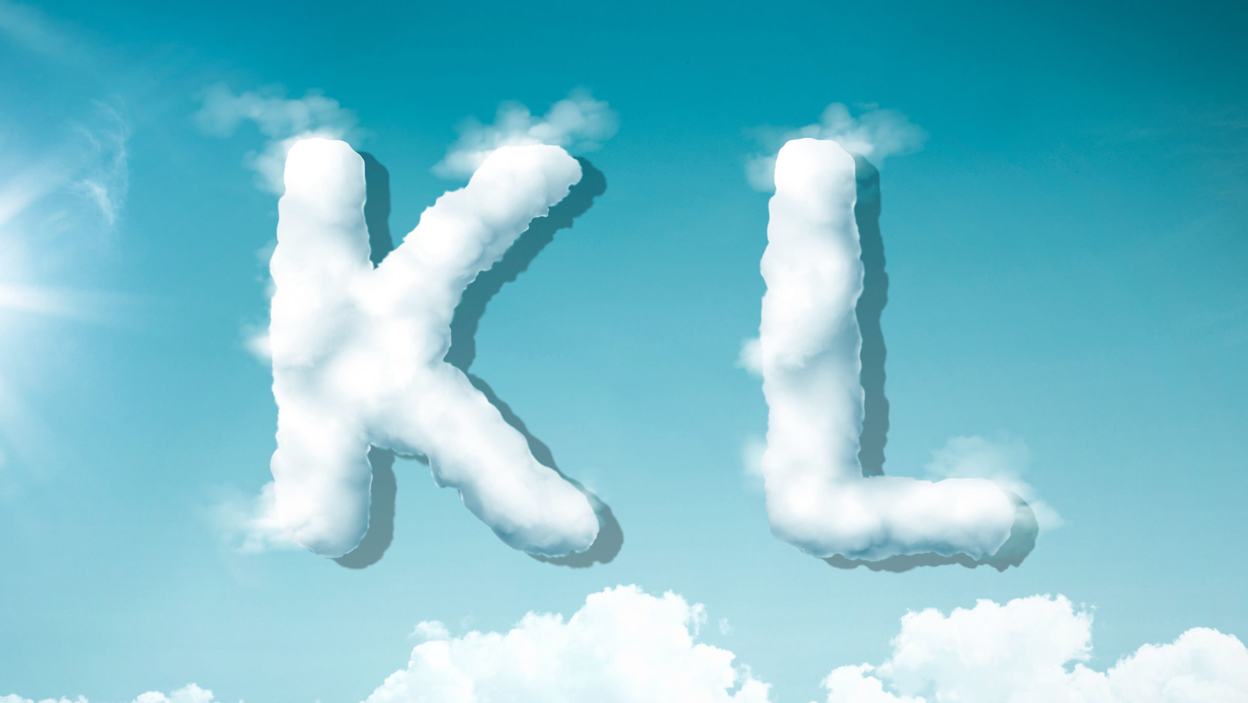 字母“KL”蓝天背景白云英文艺术字体16设计网精选PSD素材插图