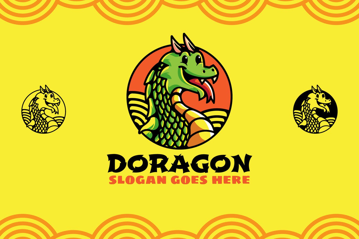 可爱龙卡通形象Logo设计非凡图库精选模板 Doragon Mascot Logo插图