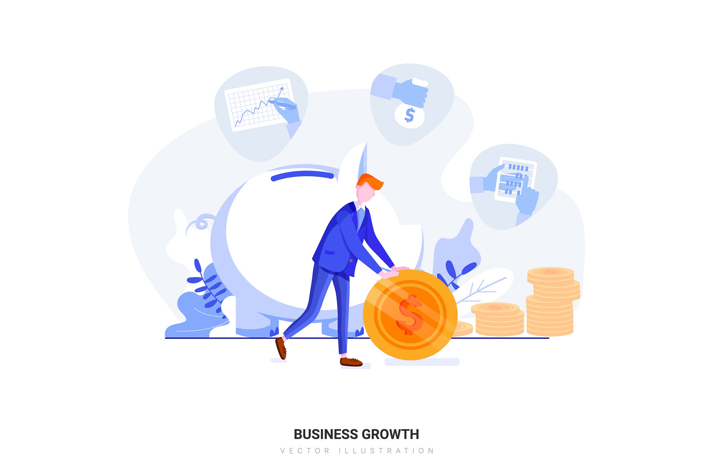 业务增长矢量概念插画素材 Business Growth Vector Illustration插图