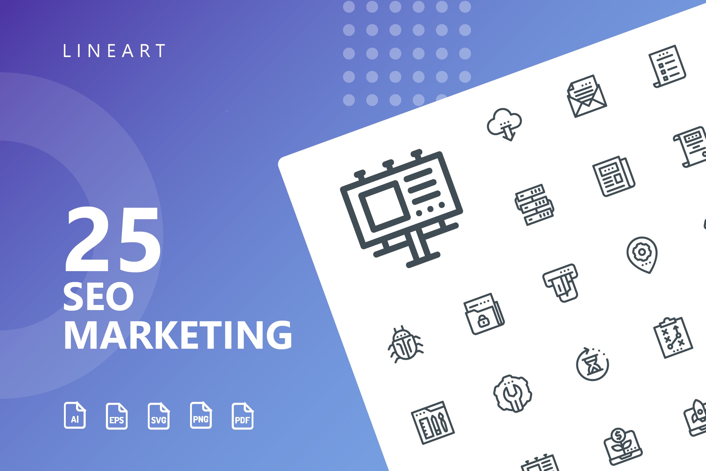 25枚SEO搜索引擎优化营销矢量线性16图库精选图标v1 SEO Marketing Line Icons插图