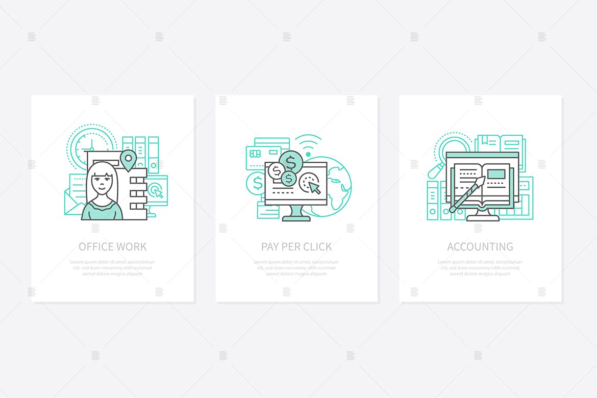 办公室/工作场所概念16设计素材网精选图标集 Office work, employees workplace concept icons set插图(1)