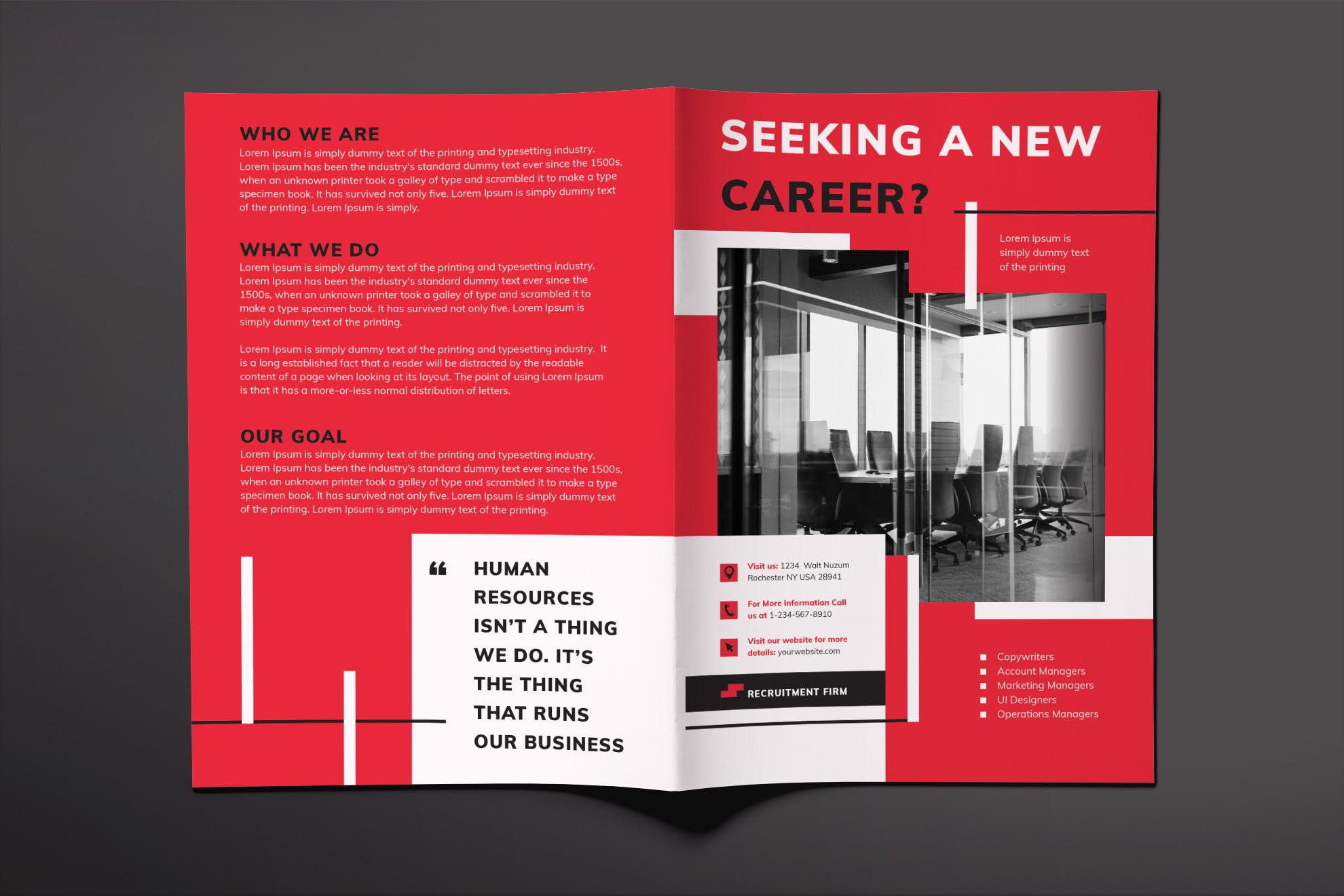 人力资源公司对折页宣传单设计模板 Recruitment Firm Brochure Bifold插图(1)